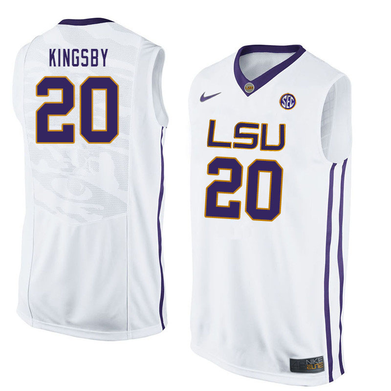 Men #20 Danya Kingsby LSU Tigers College Basketball Jerseys Sale-White - Click Image to Close